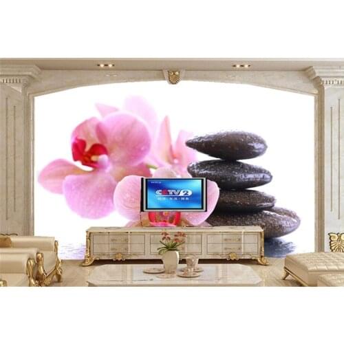 Custom stones Orchid Closeup Flowers photo 3d wallpaper,livng room tv sofa wall bedroom wallpaper 3d mural papel de parede