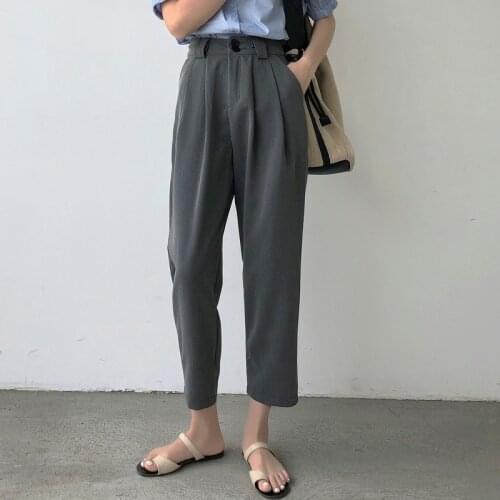 Casual Pants Womens 2021 Spring New Korean High Waist Slim Pipe Suit Pants Capris