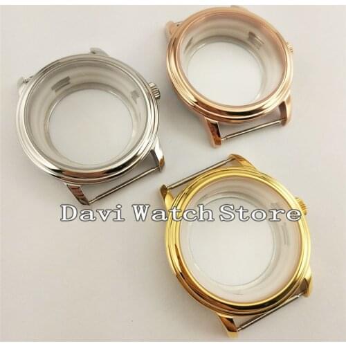 40mm Simple Sapphire Glass Steel Watch Case Fit ETA2836 Miyota 8205/8215/821A