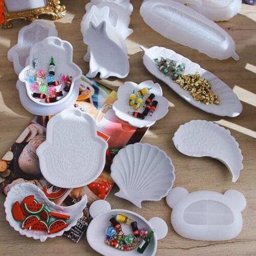 Shell Resin Mold Dish Wing Feather Storage Silicone Mold Aromatherapy Plaster Molds Jewelry Storage Box Mould Concrete Molds