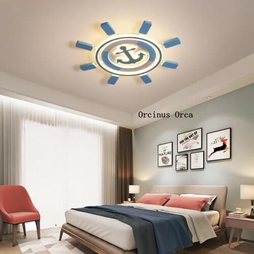 Modern Simple Rudder ceiling lamp Boys'Bedroom Childrens Room lamp Mediterranean Cartoon Creative LED Pirate Ship ceiling lamp
