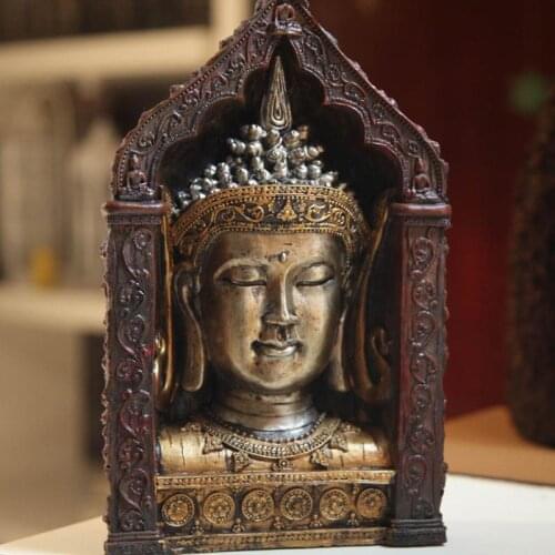 Southeast Asian style, arts and crafts, Buddha statue, Buddha head, ornaments, resin decoration, buddhist, buddhism figurine