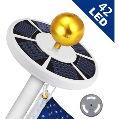 LED Solar Powered Flag Pole Light Ultra Bright Full Coverage Flagpole Downlight Adjustable Brightness Street Lamp Camping Light