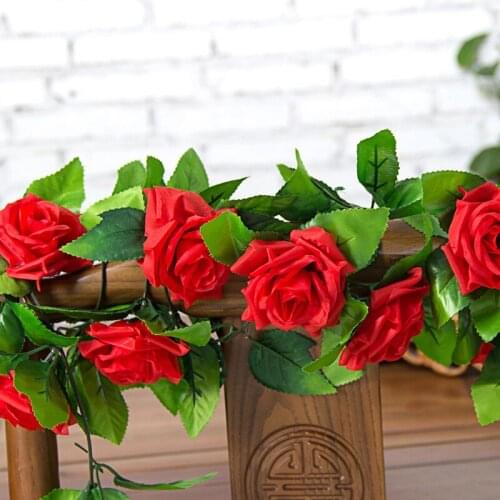 Party&event Ceremony Decoration 2.4m Simulation Rose Rattan Artifical Flower Wedding Decorative Staircase Home Deco