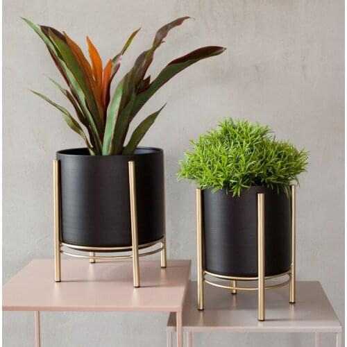 Nordic Vase Succulent Balcony Round Black Thick Wrought Iron Flower Pot Creative Home Countertop Decorative Flower