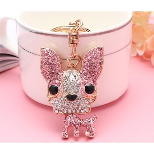 XDPQQ Korean color cute puppy creative metal key chain custom cartoon car accessories pendant small