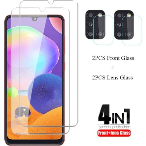 4 IN 1 Protective Glass on For Samsung Galaxy A31 A21s A51 A71 5G A21 A41 A11 2020 Screen Protector Tempered Glass Camera Lens