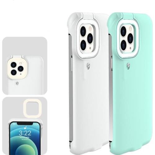 Flashing Mobile Phone Protective Case fill selfie ring light phone case for iPhone 12 pro max cell phone cover with ring light