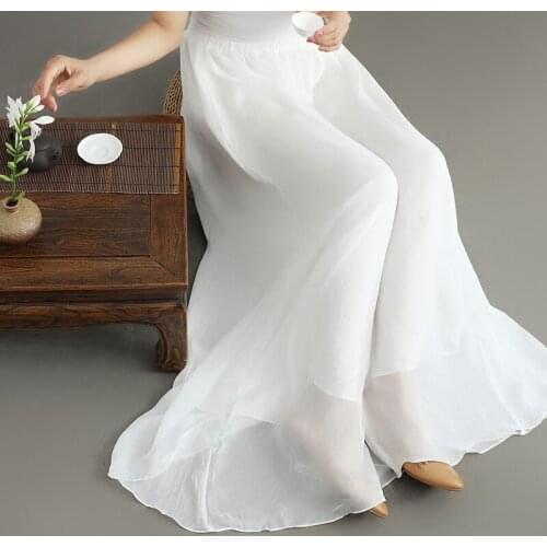 2018 New Arrival Summer Female Elegant Goddess Charming Chiffon Trousers Women Elastic Waist Loose Wide Leg Pants T1805058