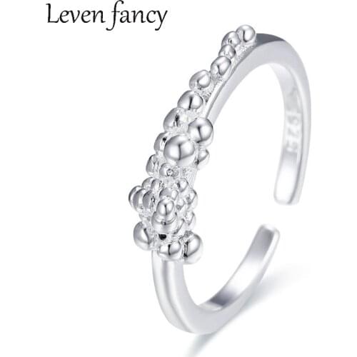 925 Sterling Silver Jewelry Irregular Knots Bubble Textured Joint Knuckle Open Rings Handmade Jewelry for Women and Girls