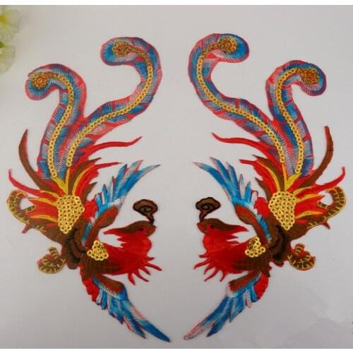 1 pair of embroidered patches phoenix appliques zakka DIY handmade decorative sewing accessories clothing dress new