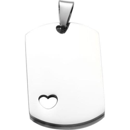 1Pc 5 Colors Military Tag Jewelry with heart Stainless Steel Necklace Pendant High Polished Necklace