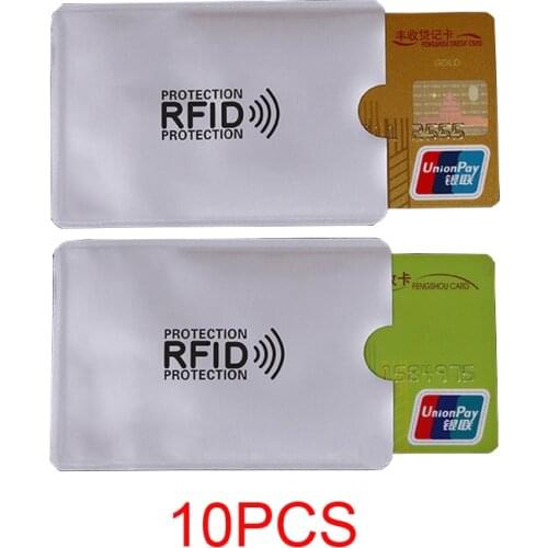 10PC Anti RFID Blocking Credit Card Holder ID Bank Card Case Protection Aluminium Metal Smart Anti-theft Cardholder Protector