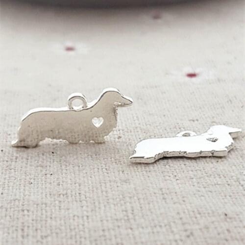 High Quality 10 Pieces/Lot 9*20MM Gold and Silver Color Cocker Spaniel dog Charms Animal charms For Jewelry Making
