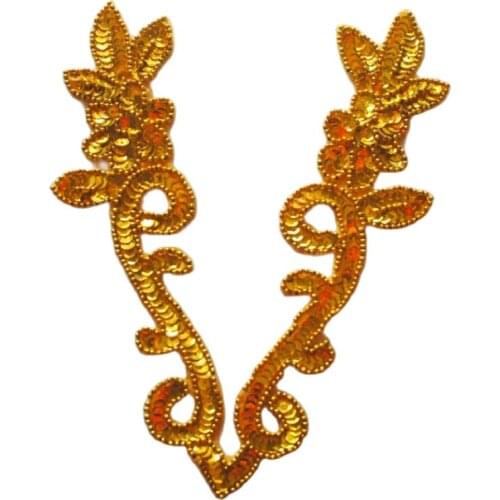 YACKALASI 10 Pieces/Lot Sequined Applique 3D Floral Trims Embroidered Patches Flower Beaded V-Neck Collar Colspaly Cos 16*25cm