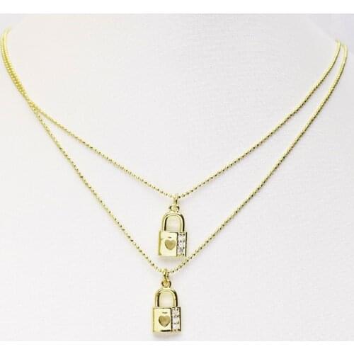10Pcs Lock shape Pendant Necklace Fashion Gold lock shape jewelry Pendant Necklace Slim chain Jewelry necklace 8380