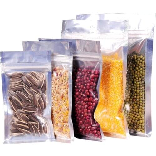 1000pcs 7x13cm 8x15cm 11x17cm 12x20cm 15x22cm 20x30cm 22x32cm empty half transparent and foil bag Plastic food packaging bags