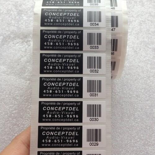 1000pcs Free Shipping Custom Self Adhesive Waterproof Labels Barcode Serial Number Stickers Pp Strong Adhesive Seal Tags 46*15mm