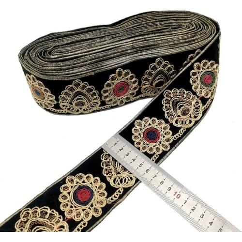 2/5/10/15Yards Vintage Ethnic Embroidery Lace Ribbons Curtain Jacquard Webbing Handcraft DIY Apparel Sewing Headwear Accessories