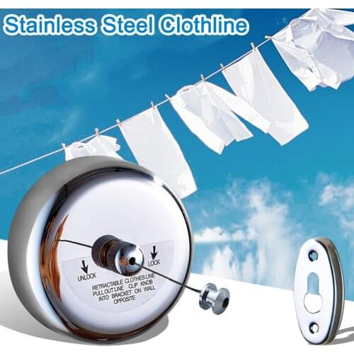 2.8 Meters Dry Clothes Rack Rope Storage Home Stainless Steel Retractable Cables Clothesline Dryer Organizer Laundry Hook