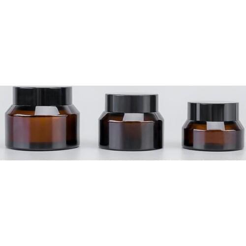 200pcs 15g 30g 50g Amber Brown Glass Cosmetic Lotion Jar Pot Face Cream Bottles Skin Care Container Makeup Storage Vial