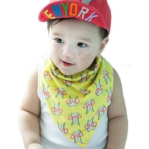 2018 New Button Style Baby Boy Bibs Glasses Rabbit Print Infant Bibs Both Sides Cotton Scarf Bibs Bandana Burp Cloths Moms Care