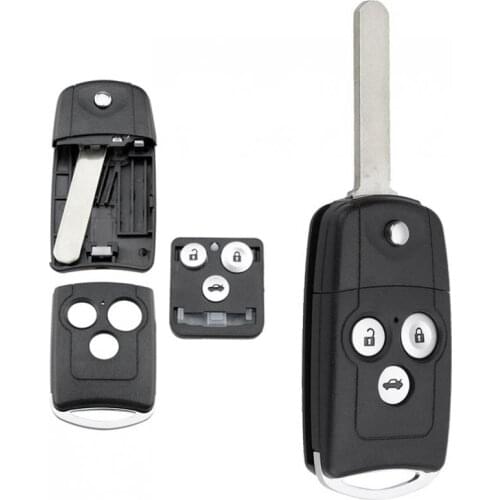 3 Buttons Car Auto Key Fob Case Shell Replacement Remote Cover with HON66 Blade Fit for Honda Civic Accord Jazz CRV