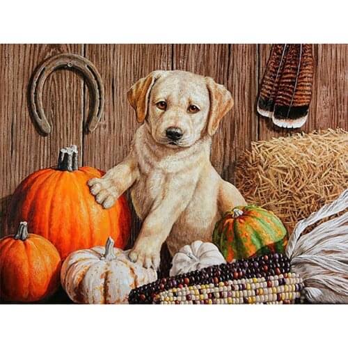 5D Painting Full Square Drill DIY Diamond Embroidery Sale Pumpkin And Dog Wall Art Cross Stitch Picture Mosaic Home Decoration