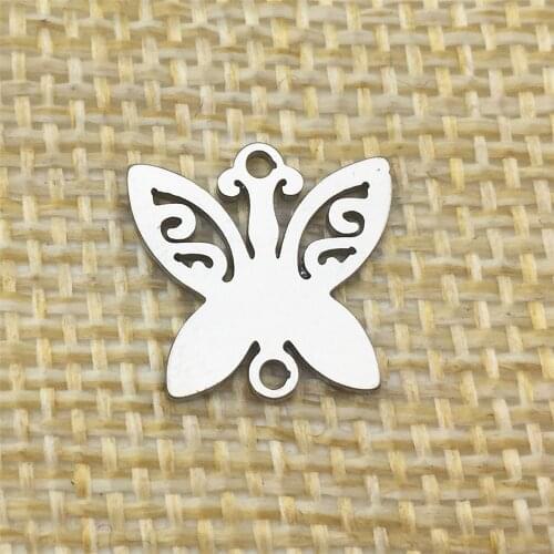 6Pcs 14*14mm Delicate Butterfly Charm Never Fade Stainless Steel Butterflies Pendants Jewelry Making Diy Accessory