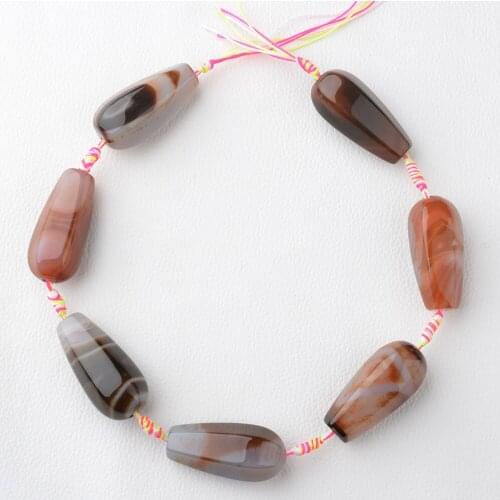 1 strands 44x19mm Natural Faced water drop Brown stripe Agate stone beads 15"