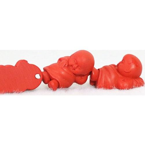 High quality synthetic red cinnabar 15*25mm cute child baby monk pendant beads fit fashion jewelry making 5pcs B949