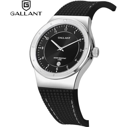 Mens Watch Swiss Quartz Watch Stainless Steel Wrist Watches for Men with Calendar 5ATM Waterproof Silicone Strap