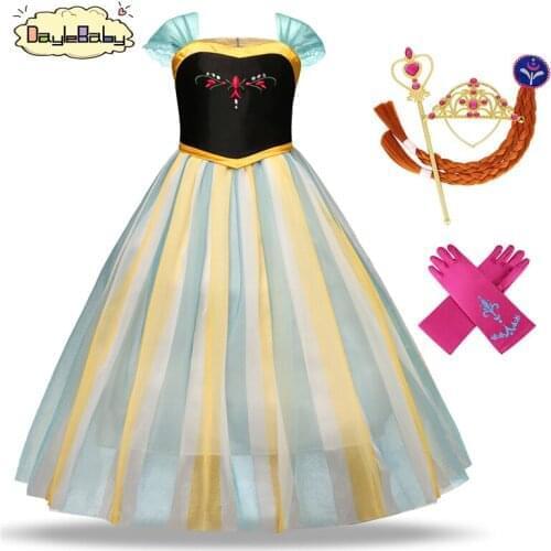DAYLEBABY Inspired Elsa Costume Dress Anna Winter Embroidery Dress Halloween Costume Girl Beautiful Pattern Cosplay