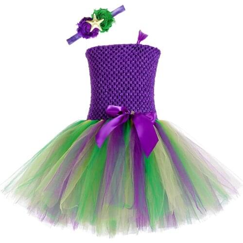 Little Mermaid Dress Girl Halloween Costumes for Kids Girls Tutu Dresses with Hairband Mermaid Princess Costume for Birthday