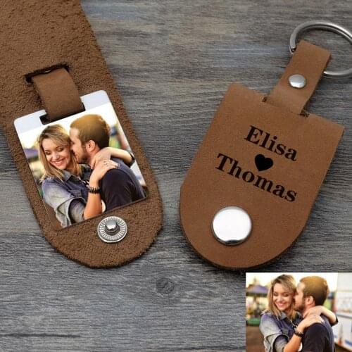 Personalized Leather Keychain,Custom Photo Keychain,Gift for Boyfriend,Picture Key Chain,Anniversary Gift for Him