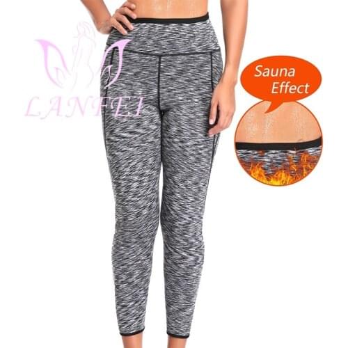 LANFEI Women Sauna Slimming Pants Hot Neoprene Sweat Legging Shapers Short High-waist Leggings Waist Trainer Body Shaper Pants
