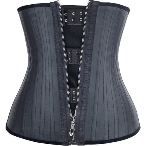 Latex Waist Trainer Corset Shaper Zip Up Slimming Bustier Steel Bone Gorset Underbust gaine amincissante femme Korsett Plus Size