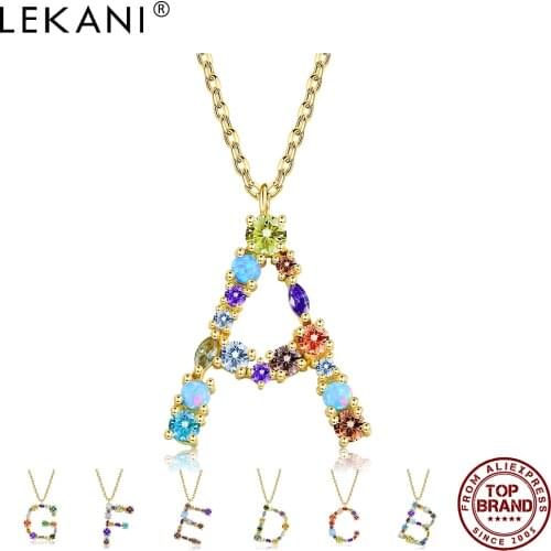 LEKANI 26 Letters Romantic Pendant Necklaces For Women Color Cubic Zirconia Anniversary Necklace Fashion Jewelry New Listing