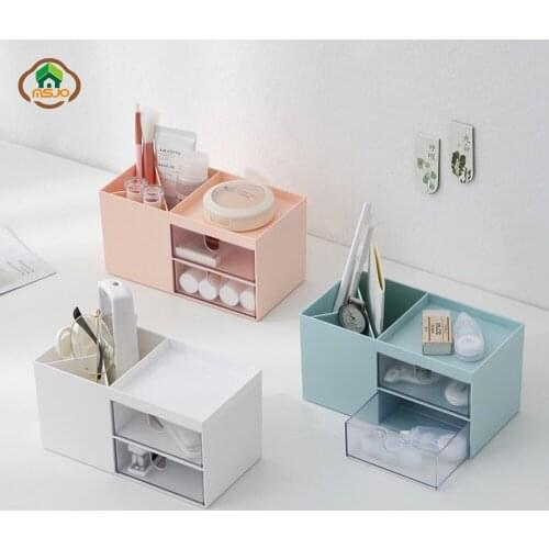 MSJO Makeup Organizer Storage Box with 2 Layers Drawer for Women Jewelry Cosmetices/Jewelry/Groceri Organizador Desktop Storage