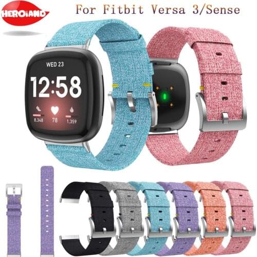 New Strap For Fitbit Versa 3/Sense Smart Bracelet Watch Band Canvas Nylon Replacement Men Women Smartwatch For Versa3 Watchband