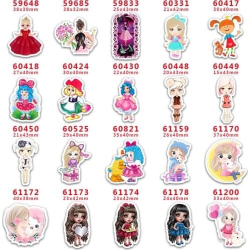 DIY Craft Supplies Sewing Accessories Cartoon Little Girl Printed Planar Resins Mold 30 Pieces. PR-59648