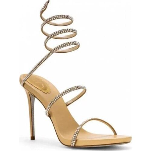 2020 Summer Women Sandals Fashion Sexy Rhinestone High Heel Tied Party Breathable Comfort Shopping Woman Walking Casual Shoes