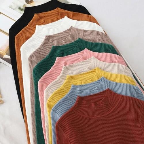 Turtleneck Sweater Age-reducing Casual Pullover Long-sleeved Slim Solid Color All-match Sweater 2021 Autumn Winter New