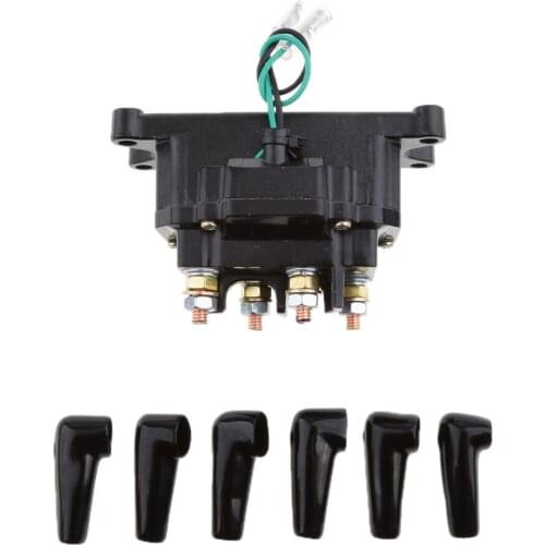Universal 12V Solenoid Relay Contactor Winch Rocker Switch Thumb & 6 Connector Caps ATV