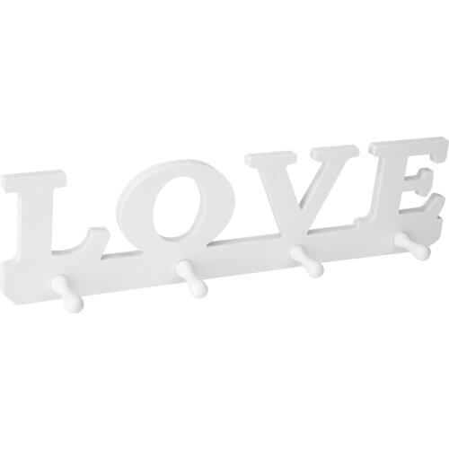 4 Hooks White LOVE Hook Hanger Vintage Clothes Robe Hat Towel Bag Key Holder Wall Hanger
