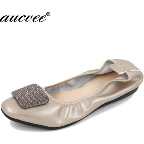 34-43 ) Woman Shoes Flat Genuine Leather Slip on Ballet Flats Anti-slip Ladies Flat Shoes Female Footwear Loafers large size