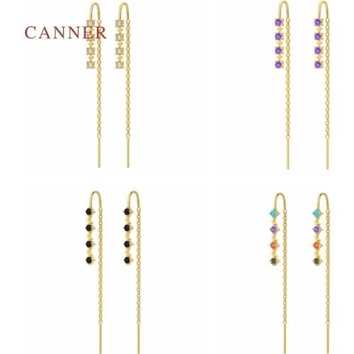 CANNER 925 Sterling Silver Earrings For Women Four Stars Earrings Dangle Piercing Enamel Pendientes 2021 Trend Private Design