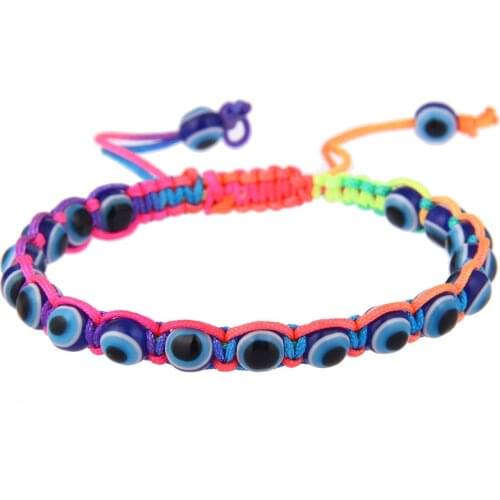 Retro Devils Eye Turkish Jewelry Handmade Blue Lucky Eye Bracelet Womens 2021 Adjustable Rope Woven Bead Bracelet