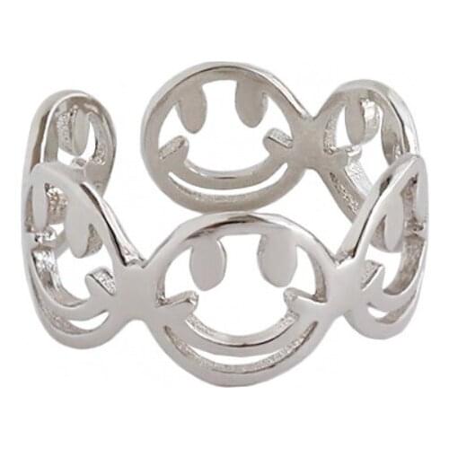 ZEMIOR S925 Sterling Silver Ring Simple Personality Smiling Female Mouth Rings For Women Fashion Jewelry Gift Best Selling