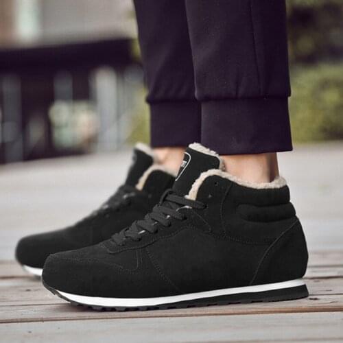 Couple Snow Boots Winter Warm Short Plush Women Men Cotton Shoes Non-Slip Velvet Ankle Boots Snow Shoes Lace Up Casual Sneaker